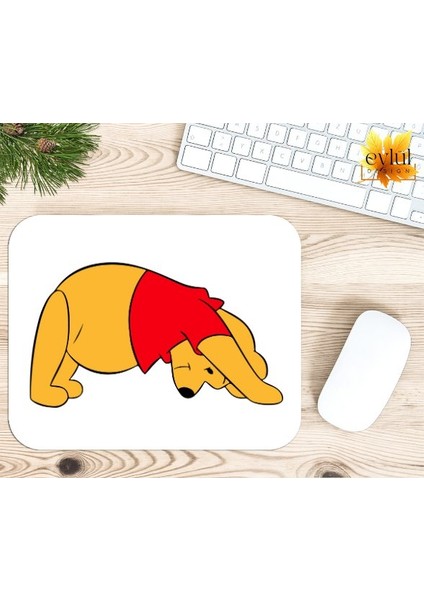 Winnie The Pooh Temalı Renkli Baskılı Özel Tasarım Dikdörtgen Kaydırmaz Mousepad