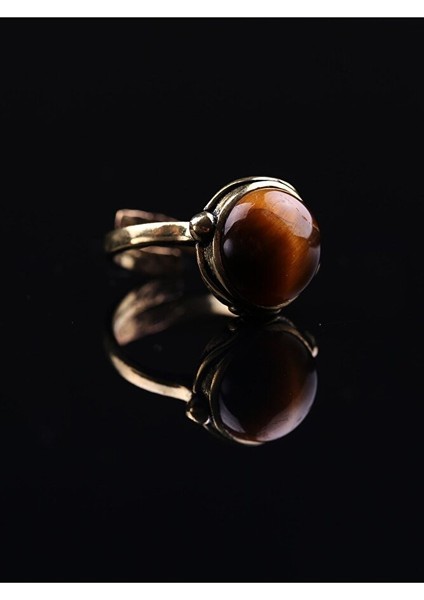 Doğal Taş Kaplan Gözü Doğal Taşlı Ayarlanabilir Yuvarlak Taşlı Yüzük fırsatları