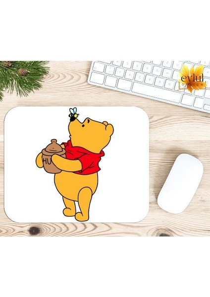 Winnie The Pooh Temalı Renkli Baskılı Özel Tasarım Dikdörtgen Kaydırmaz Mousepad