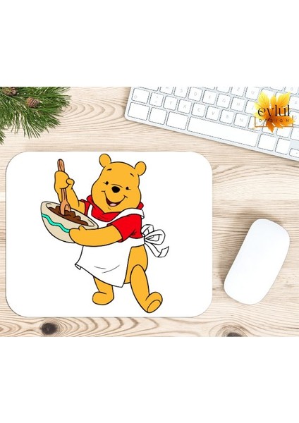 Winnie The Pooh Temalı Renkli Baskılı Özel Tasarım Dikdörtgen Kaydırmaz Mousepad