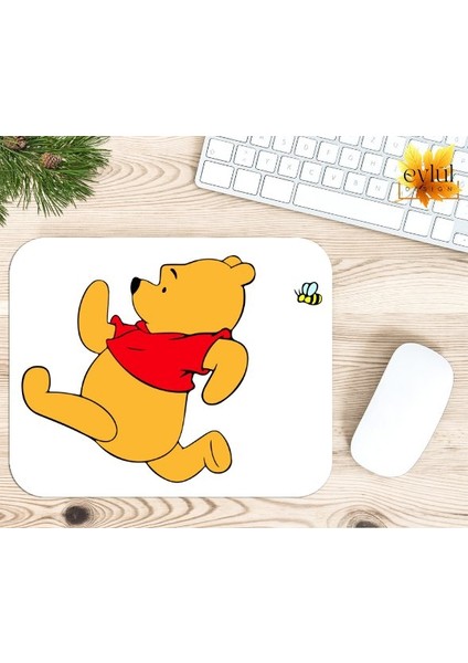 Winnie The Pooh Temalı Renkli Baskılı Özel Tasarım Dikdörtgen Kaydırmaz Mousepad