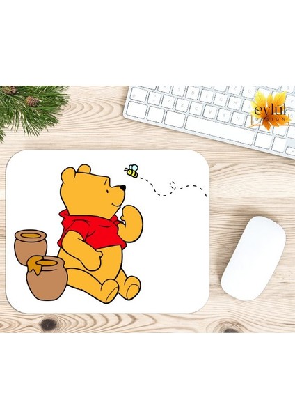 Winnie The Pooh Temalı Renkli Baskılı Özel Tasarım Dikdörtgen Kaydırmaz Mousepad