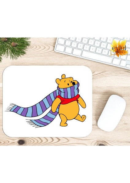 Winnie The Pooh Temalı Renkli Baskılı Özel Tasarım Dikdörtgen Kaydırmaz Mousepad