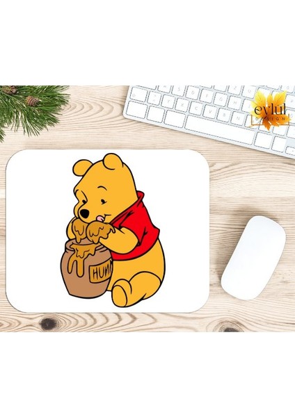 Winnie The Pooh Temalı Renkli Baskılı Özel Tasarım Dikdörtgen Kaydırmaz Mousepad
