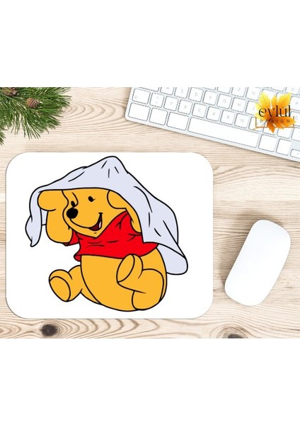 Winnie The Pooh Temalı Renkli Baskılı Özel Tasarım Dikdörtgen Kaydırmaz Mousepad