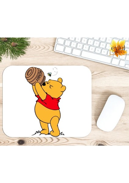 Winnie The Pooh Temalı Renkli Baskılı Özel Tasarım Dikdörtgen Kaydırmaz Mousepad