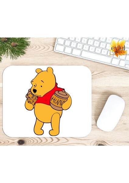 Winnie The Pooh Temalı Renkli Baskılı Özel Tasarım Dikdörtgen Kaydırmaz Mousepad