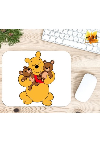 Winnie The Pooh Temalı Renkli Baskılı Özel Tasarım Dikdörtgen Kaydırmaz Mousepad