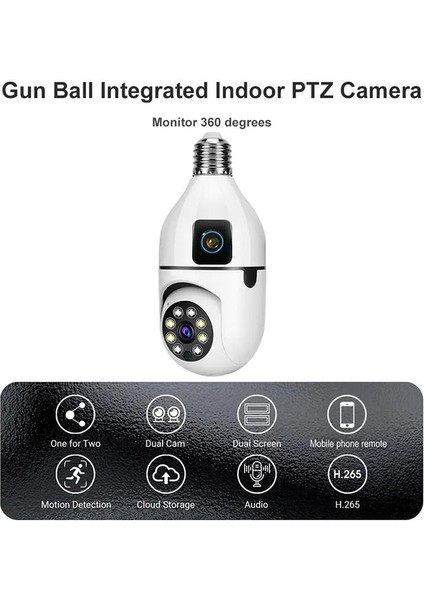 Kablosuz Ip Güvenlik Gözetleme Kamerası Çift Lensli Takipli Panoramik Ampul Kamera Yoosee Uygulamalı