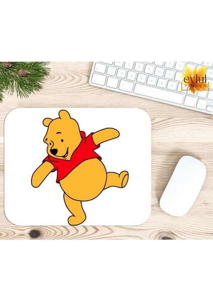 Winnie The Pooh Temalı Renkli Baskılı Özel Tasarım Dikdörtgen Kaydırmaz Mousepad