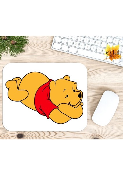 Winnie The Pooh Temalı Renkli Baskılı Özel Tasarım Dikdörtgen Kaydırmaz Mousepad