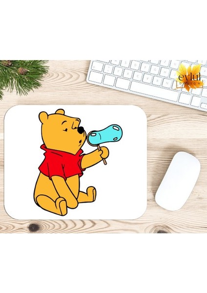 Winnie The Pooh Temalı Renkli Baskılı Özel Tasarım Dikdörtgen Kaydırmaz Mousepad
