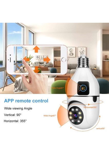 Kablosuz Ip Güvenlik Gözetleme Kamerası Çift Lensli Takipli Panoramik Ampul Kamera Yoosee Uygulamalı