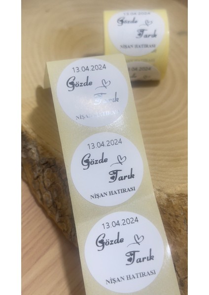 Nişan Hatırası, Nikah Hatırası Yuvarlak Yapışkanlı Etiket 5x5 cm 100 Adet