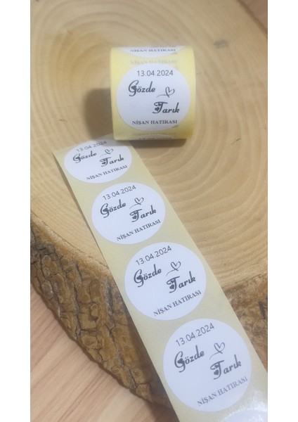 Nişan Hatırası, Nikah Hatırası Yuvarlak Yapışkanlı Etiket 5x5 cm 100 Adet