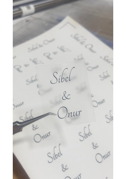 Nişan Hatırası, Nikah Hatırası Kare Şeffaf Etiket 5x4 cm 44 Adet