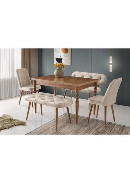 Didim Banklı Açılır Mutfak Masa Sude Sandalye Takımı 80X120