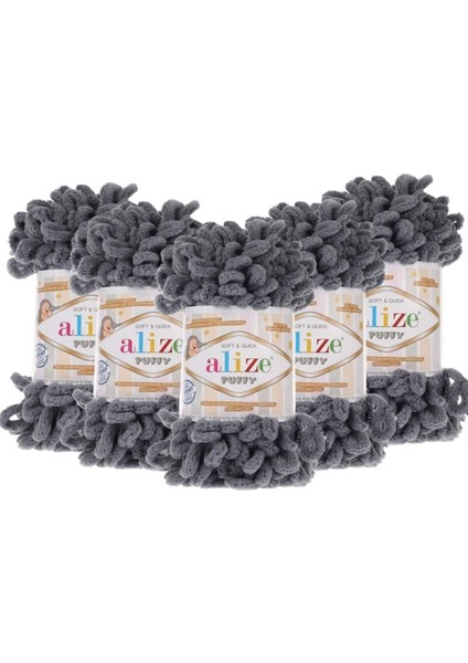 Puffy El Örgü Ipliği 5'li Paket Koyu Gri 87