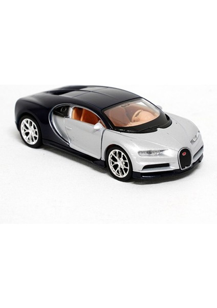 Lisanslı Bugatti Chiron Çek-Bırak Metal Model Araba (1:32-1:34) (Gri)