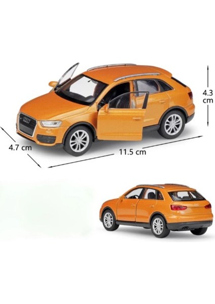 Lisanslı Audi Q3 Çek Bırak Metal Model Araba (1:32-1:34) Turuncu