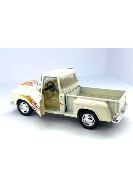 1955 Chevy Stepside Pick-Up (Alev Desenli)-Çek Bırak 5inch. Lisanslı Model Araba, Oyuncak