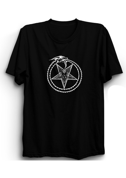 Pentagram, Circle, Snake, Ouroboros Tişört