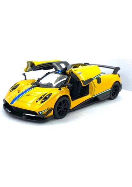 2016 Pagani Huayra Bc (Şeritli) - Çek Bırak 5inch. Lisanslı Model Araba, Oyuncak Araba 1:3