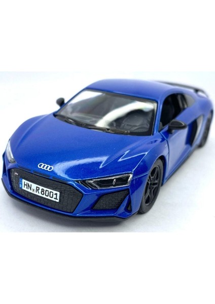 2020 Audi R8 Coupe - Çek Bırak 5inch. Lisanslı Model Araba, Oyuncak Araba 1:36 Mavi