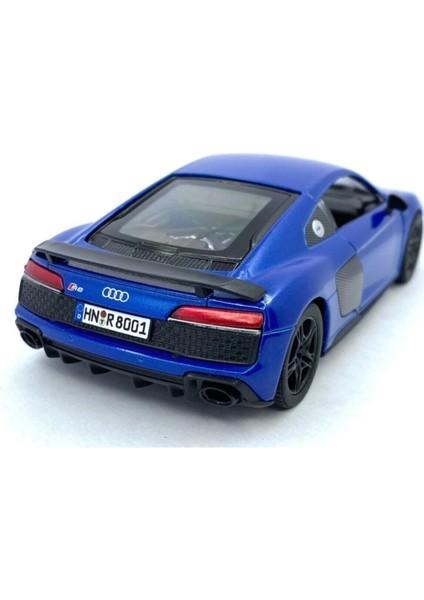 2020 Audi R8 Coupe - Çek Bırak 5inch. Lisanslı Model Araba, Oyuncak Araba 1:36 Mavi