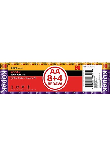 Kalem Pil 8+4 Lü Çinko Karbon 285554