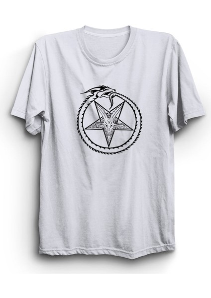 Pentagram, Circle, Snake, Ouroboros Tişört