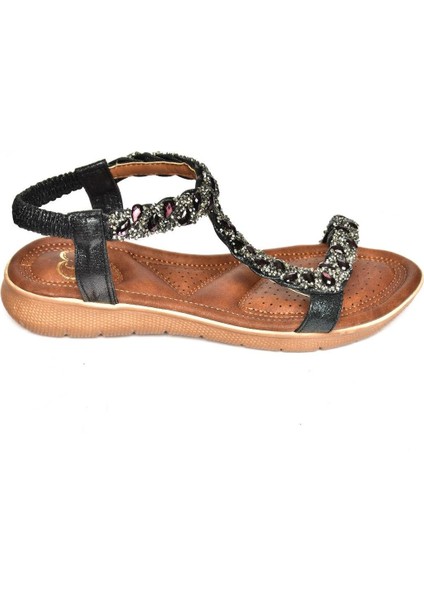 S258014809 Siyah Alçak Tabanlı Kadın Sandalet indirimleri