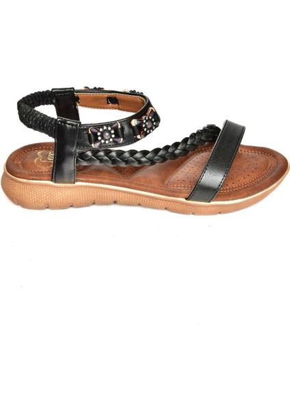 S258013409 Siyah Alçak Tabanlı Kadın Sandalet indirimleri