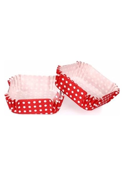 Pet Kapsül 80*80 mm - Kırmızı Puantiye (Kare) 100 Adet