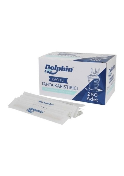 Dolphin Kağıtlı Tahta Karıştırıcı 18CM 250LI