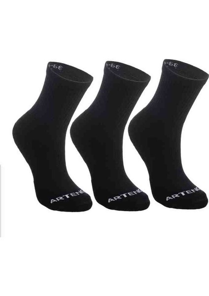 Tenis Çorabı - Yüksek Konç - Unisex - 3 Çift - Siyah - Rs 100