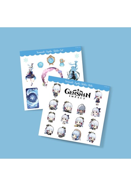 Genshin-Ayaka 2 Adet Sticker Set - Parlak Kağıt -