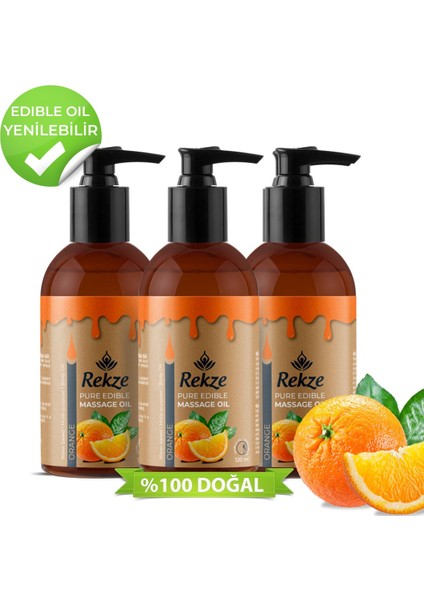 Yenilir Doğal Portakal Aromalı Masaj Yağı - Kokulu Yenilir, 3'lü Paket (3X120 Ml)