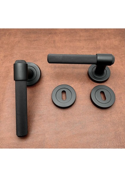 Özen Handles ZK62 Posh Punch Mat Siyah Rozetli Oda Kapı Kolu 4 Takım fırsatları