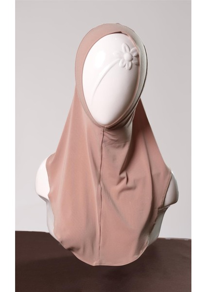 Sütlü Kahve Pratik Hazır Geçmeli Genç Tesettür Bone Sandy Kumaş Düz Hijab 2312_26