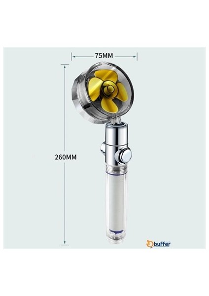 Sanec Turbo Pervaneli ve Filtreli Su Tasarruflu 360 Derece Dönebilen Tazyikli Duş Başlığı