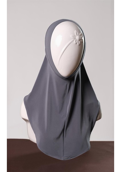 Antrasit Pratik Hazır Geçmeli Genç Tesettür Bone Sandy Kumaş Düz Hijab 2312_25
