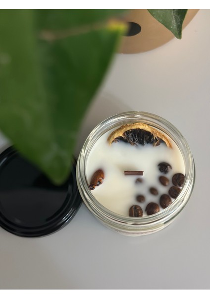 Chemdle Tarçın Çubuklu,narenciyeli,kahve Çekirdekli Kavanoz Mum