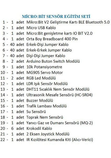 Micro:bit V2 Sensör Eğitim Seti