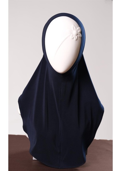 Lacivert Pratik Hazır Geçmeli Genç Tesettür Bone Sandy Kumaş Düz Hijab 2312_02