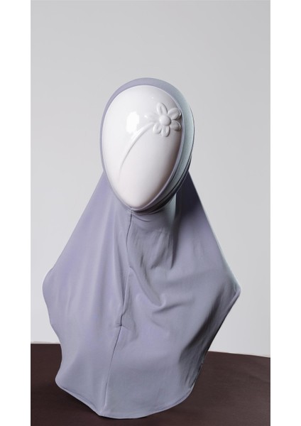 Gri Pratik Hazır Geçmeli Genç Tesettür Bone Sandy Kumaş Düz Hijab 2312_15