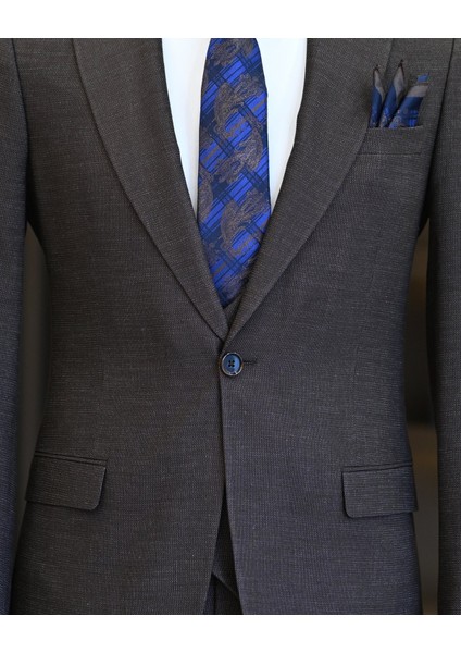 İtalyan stil slim fit erkek ceket yelek pantolon takım elbise kahverengi T11022 fiyatları