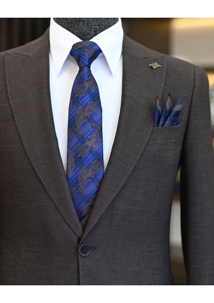 İtalyan stil slim fit erkek ceket yelek pantolon takım elbise kahverengi T11022 modelleri