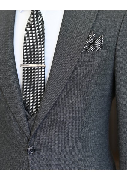 Italyan Stil Slim Fit Erkek Ceket Yelek Pantolon Takım Elbise Gri T11025 fiyatları