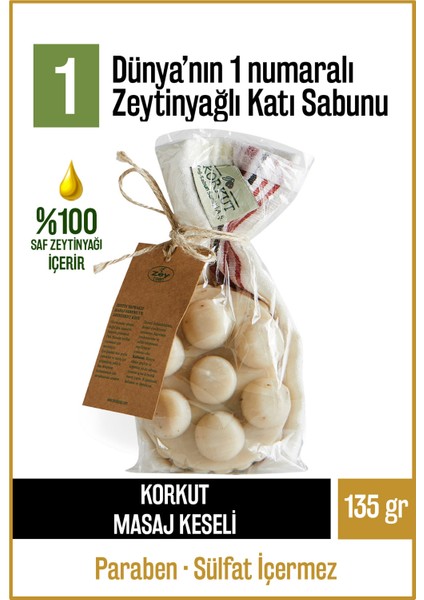 %100 Doğal Zeytinyağlı Masaj Serisi Hamam Kokulu Zeytinyağı Katı Sabun Masaj Keseli Nem Dengeleyici 135 gr